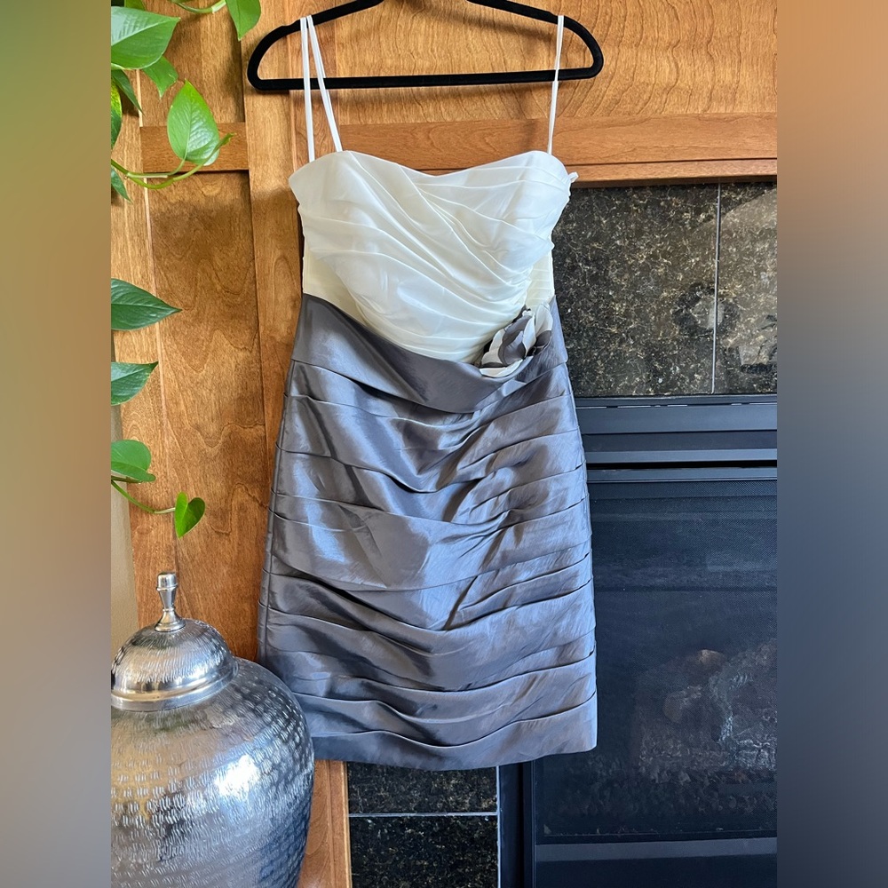 Women’s Tafata dress. Cream and silver. Size medium (10)
